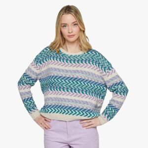 Pôles Maison Montagut Multicolor Cotton & Linen Jumper Thadji Sweater Chevron SM